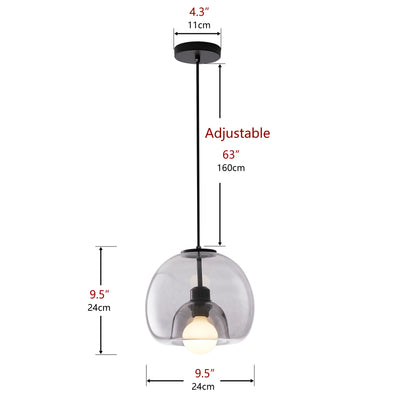 1-Light Creative Gray Glass Pendant Lighting