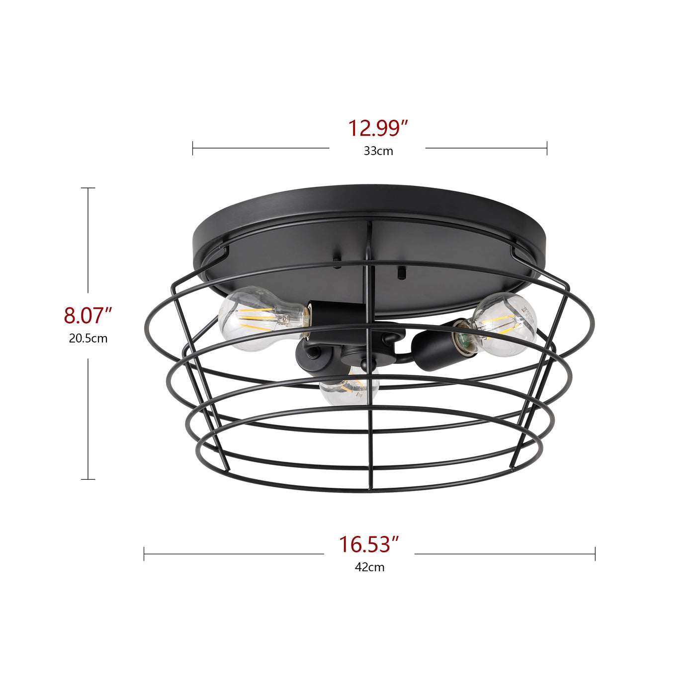 3-Lights Surrounded by Metal Lines Hollowed Out Metal Frame Flush Mount Lighting