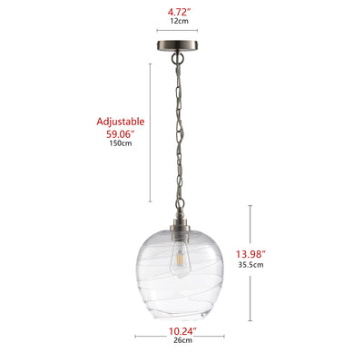 1-Light Clear Glass Globe Shade Pendant Lighting