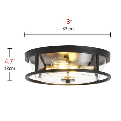 2-Lights Glass Shade Dimmable Classic Flush Mount Lighting