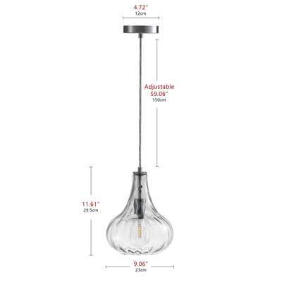 1-Light Teardrop Clear Glass Shade Pendant Lighting