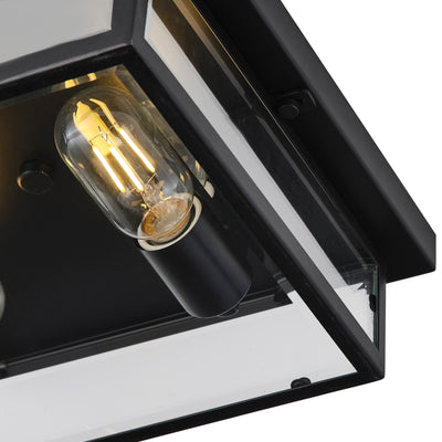 2-Lights Rectangular Glass Shade Flush Mount Lighting