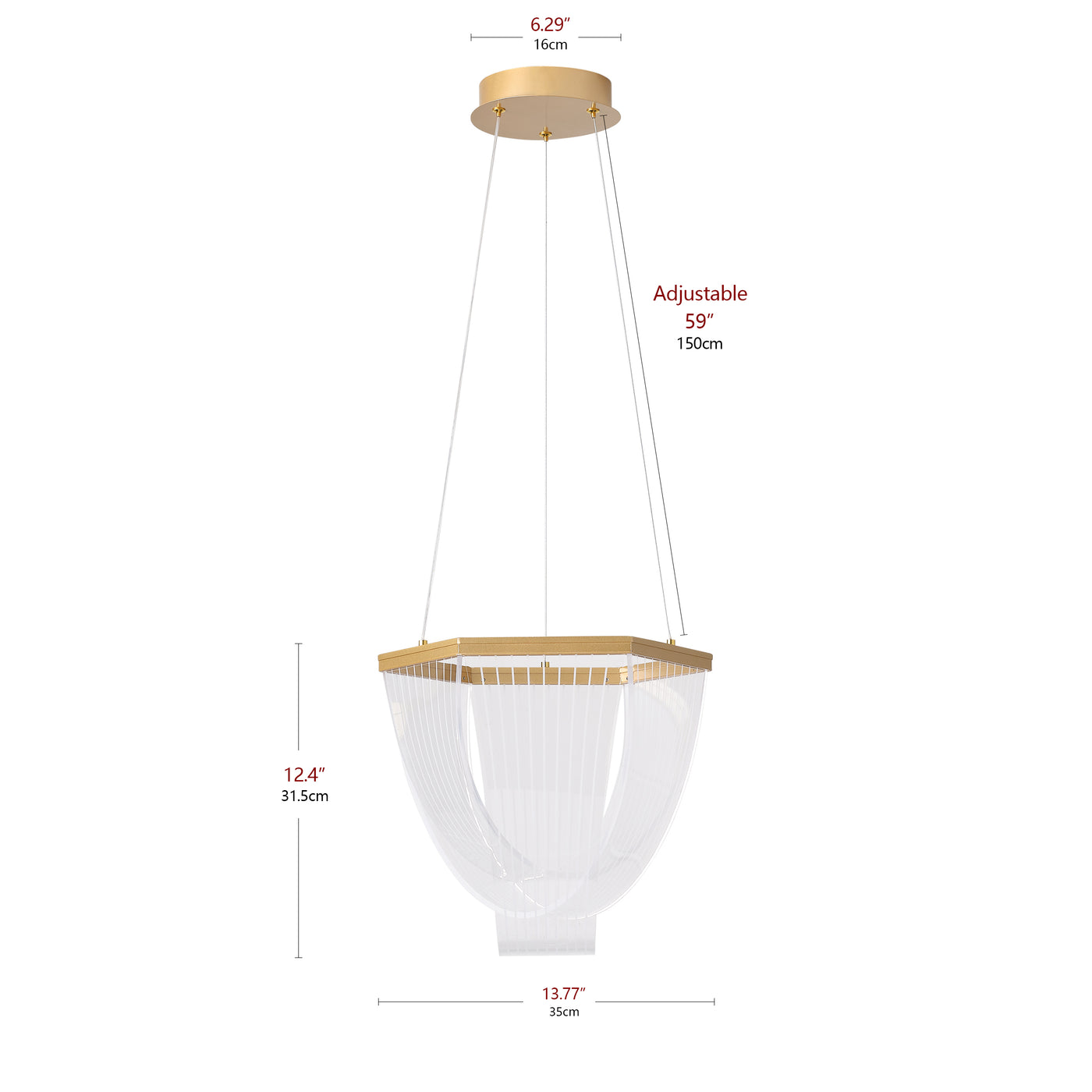 3-Lights Arc Strip Shape LED Chandelier