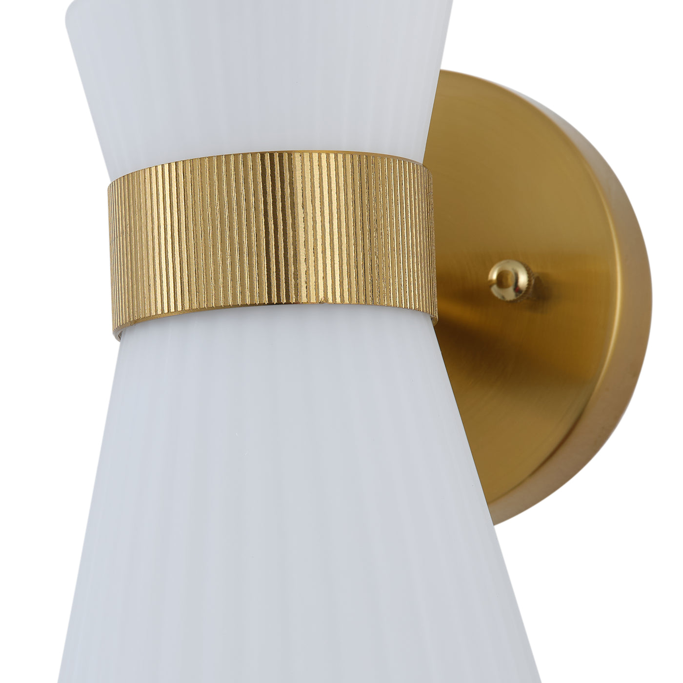 1 Light Mid Century Modern Brass Wall Sconce Flared Glass Shade Warm 3000K LED ETL Certified for Bedroom Corridor