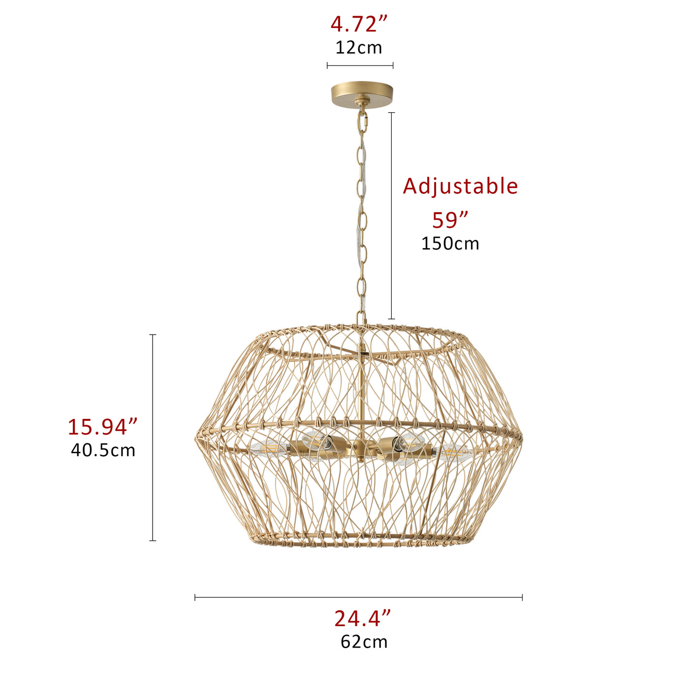 6-Lights Openwork Hand-Knit Rattan Pendant Lighting