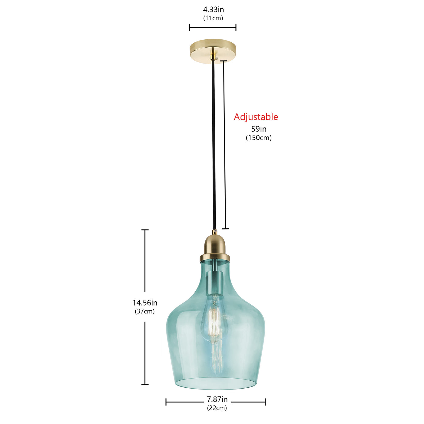 1-Light Hourglass Shade Design Pendant Lighting