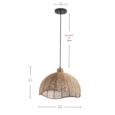 1-Light Brown Creative Rattan Bohemia Pendant Lighting