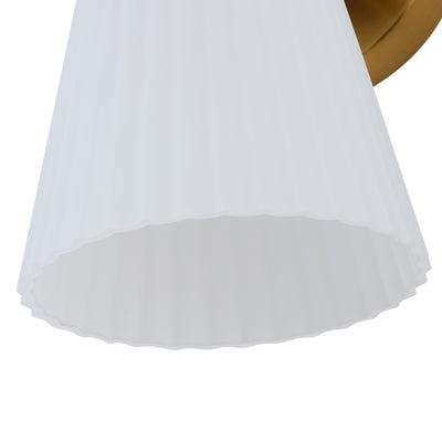 1 Light Mid Century Modern Brass Wall Sconce Flared Glass Shade Warm 3000K LED ETL Certified for Bedroom Corridor