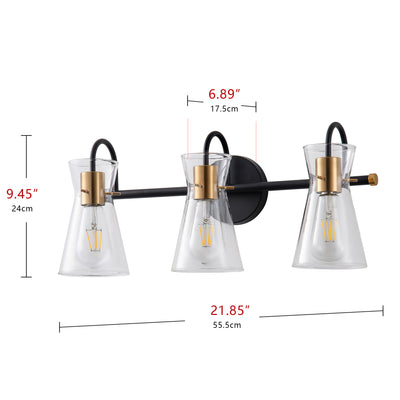 3-Lights & 4-Lights Vintage Style Dimmable Bathroom Clear Glass Wall Vanity Lighting