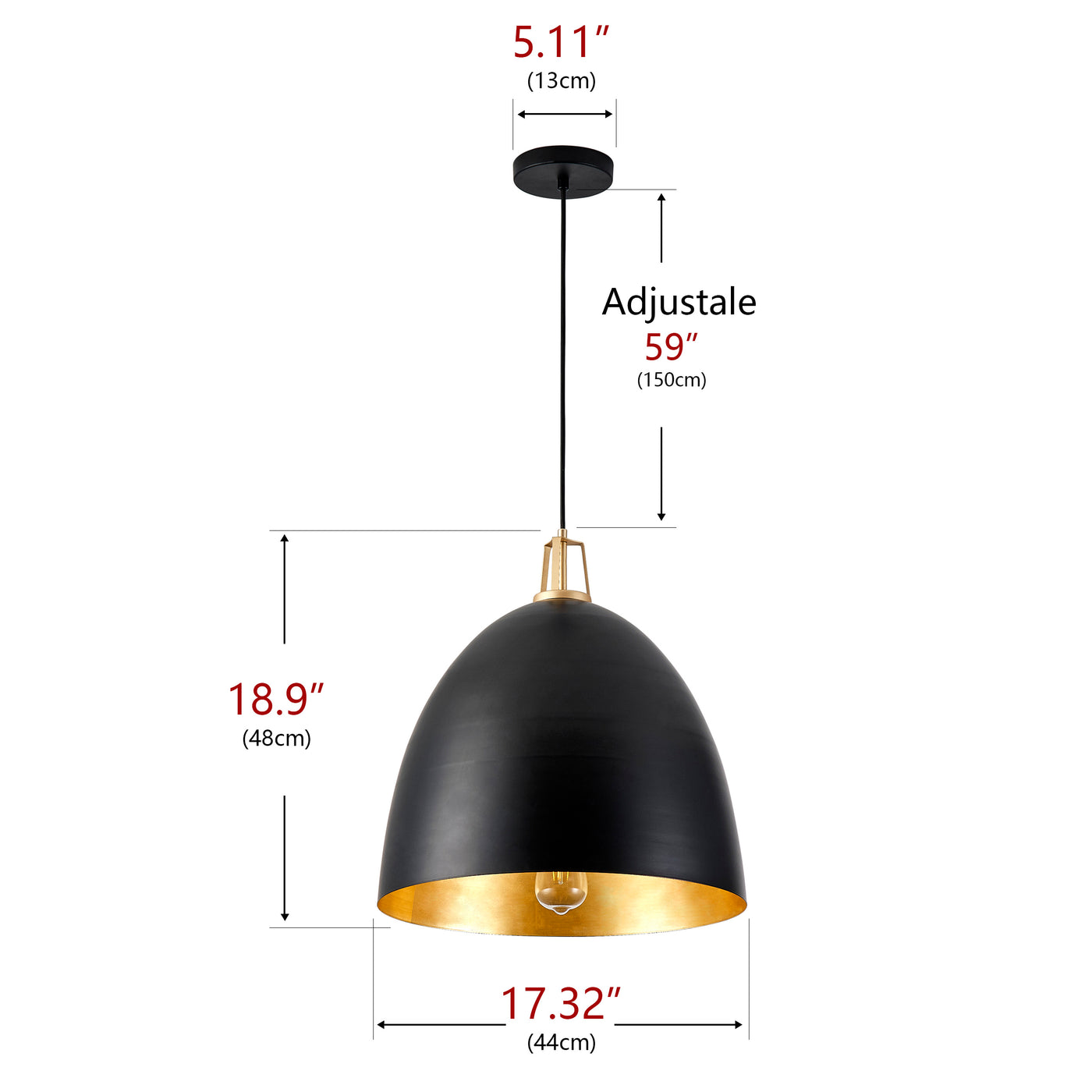 1-Light Dome Shade Design Pendant Lighting