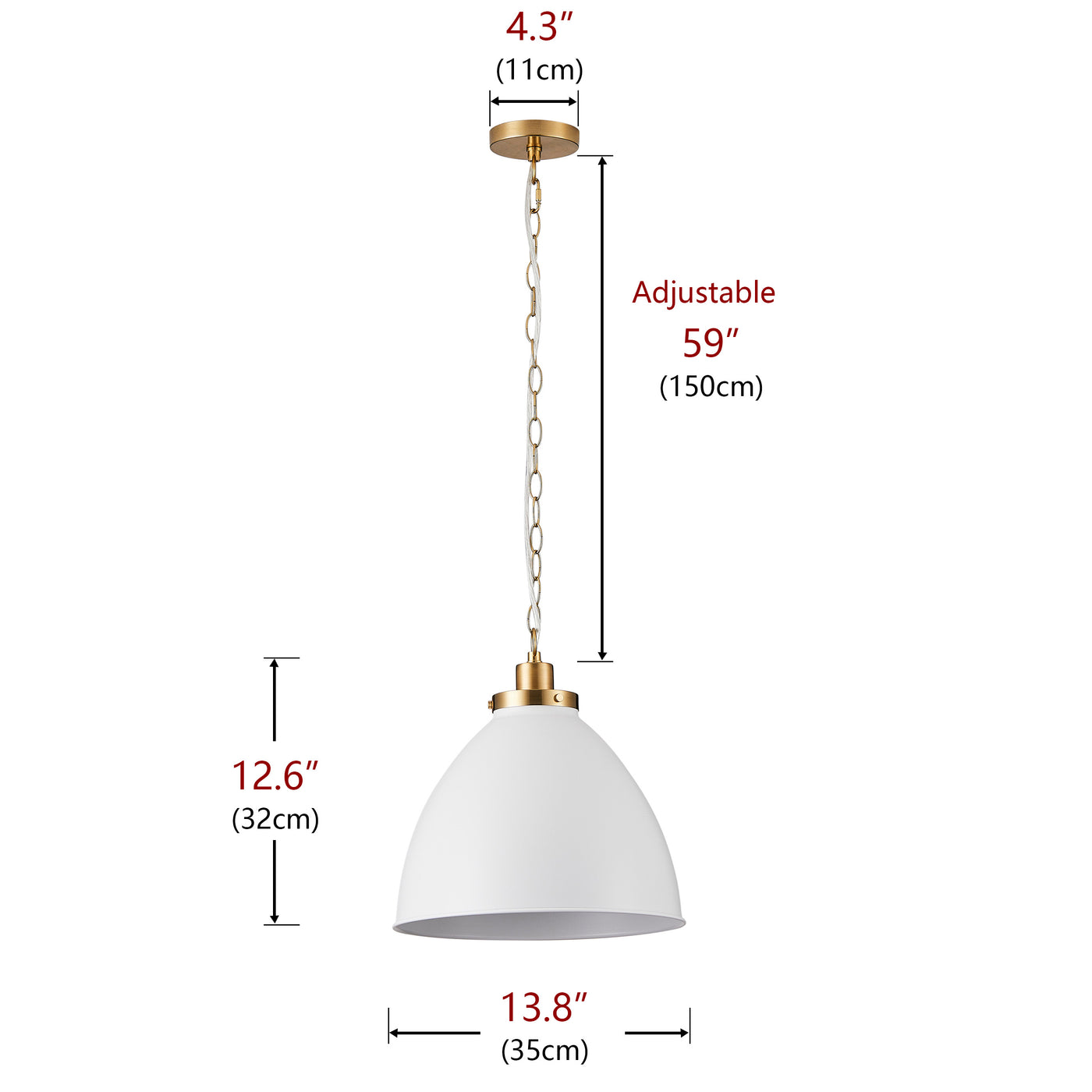 1-Light Modern Single Dome White Pendant Lighting