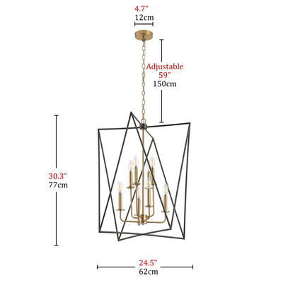 8-Light Geometric Metal Frame Chandelier