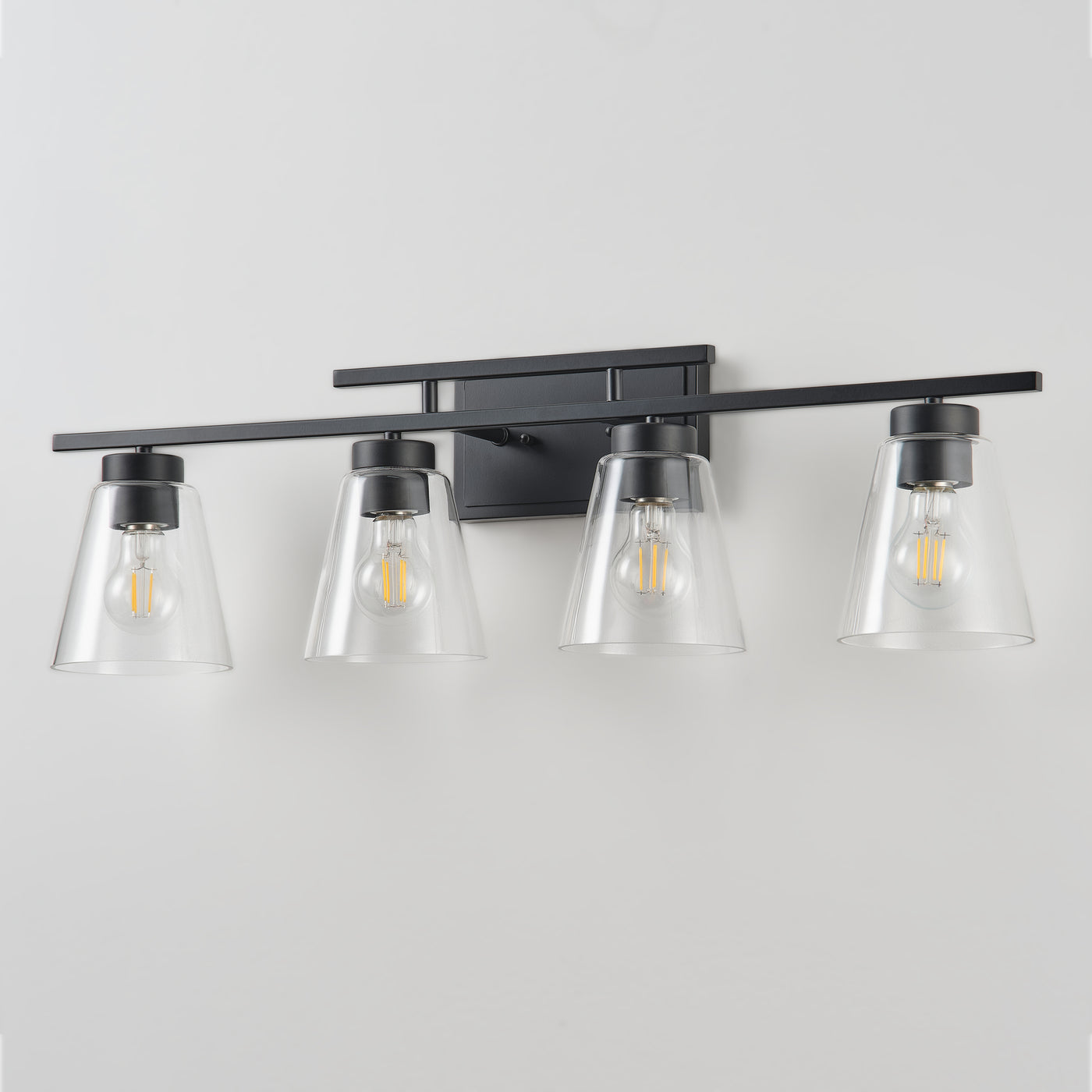 3-Lights& 4-Lights Dimmable Bathroom Clear Glass Wall Vanity Lighting