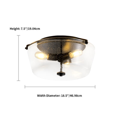 3-Lights Glass Bowl Shade Flush Mount Lighting