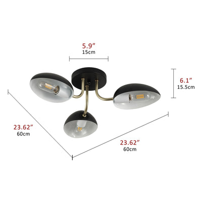 3-Lights Three Leaf Shape Creative Semi-Flush Mount Lighting