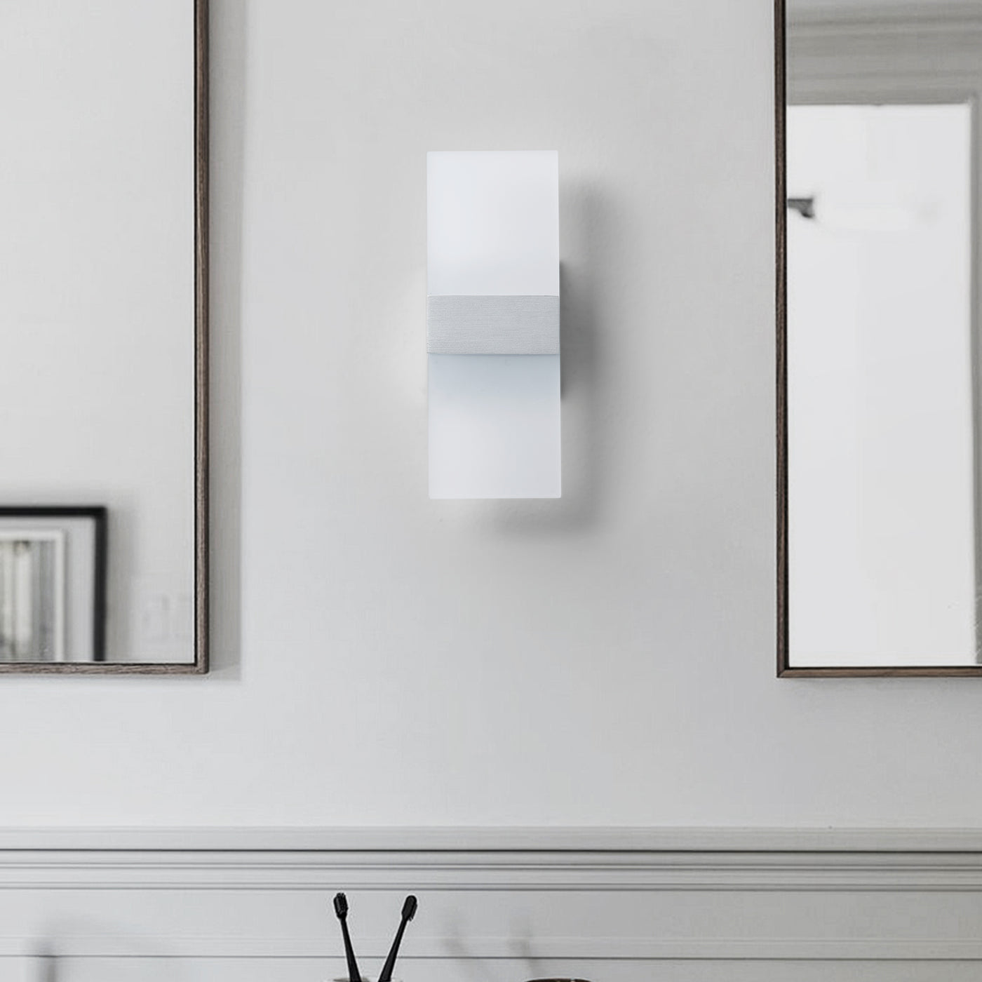 1-Light Acrylic Rectangular LED Silver Wall Light