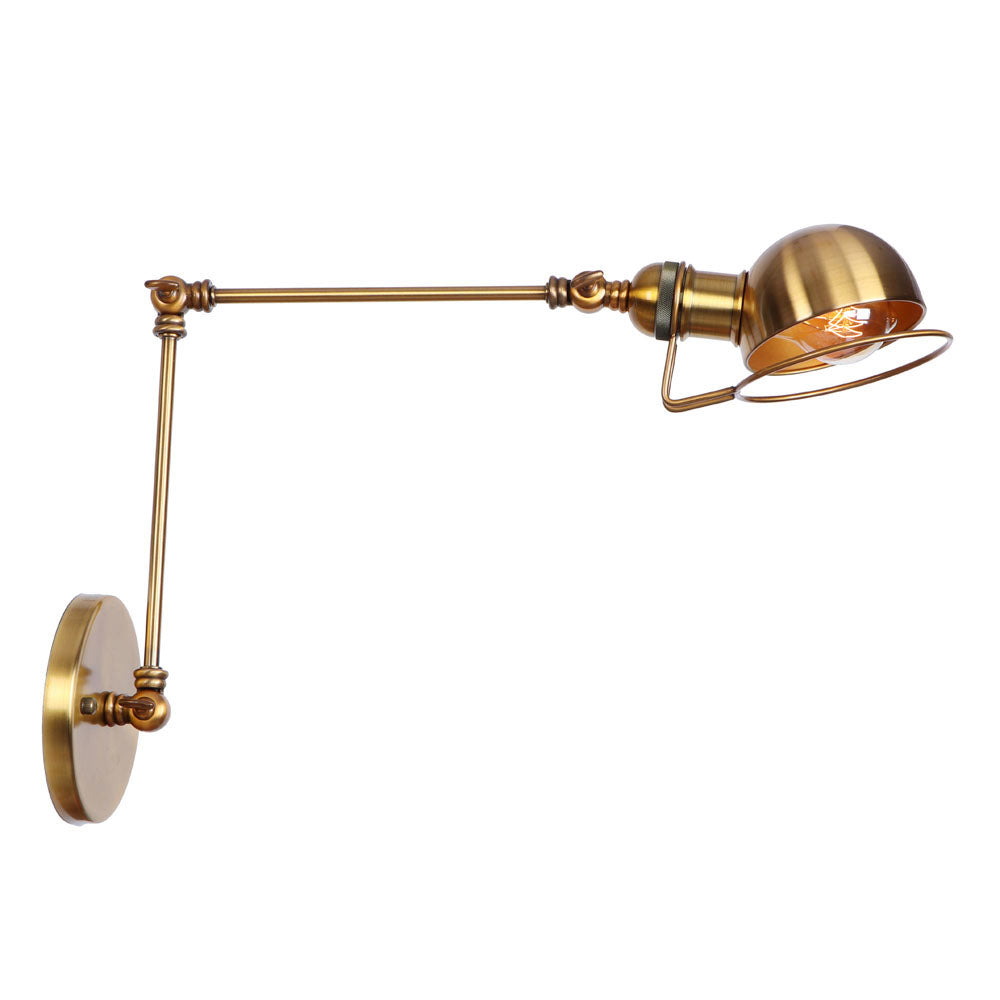 1-Light Round Shade Industrial Swing Arm Wall Sconces
