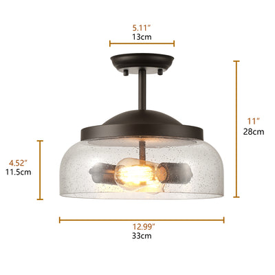 2-Lights Bowl Shade Semi-Flush Mount Lighting