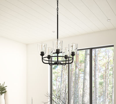 5-Lights Black with Glass Shades Chandelier