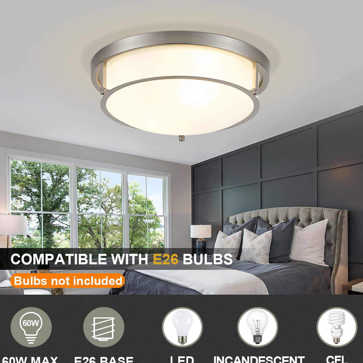 2-Lights Classic Modern Dimmable Flush Mount Lighting