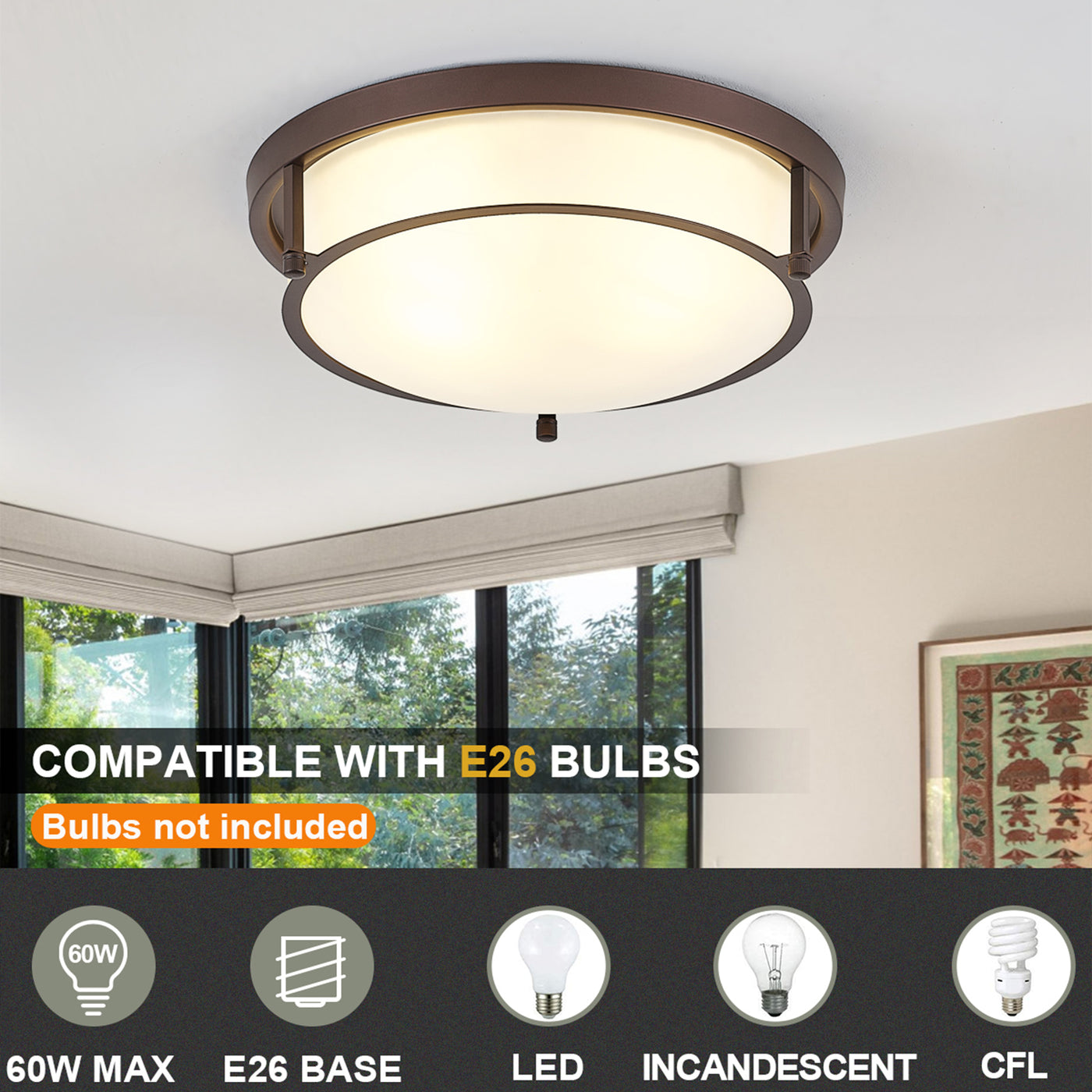 2-Lights Classic Modern Dimmable Flush Mount Lighting