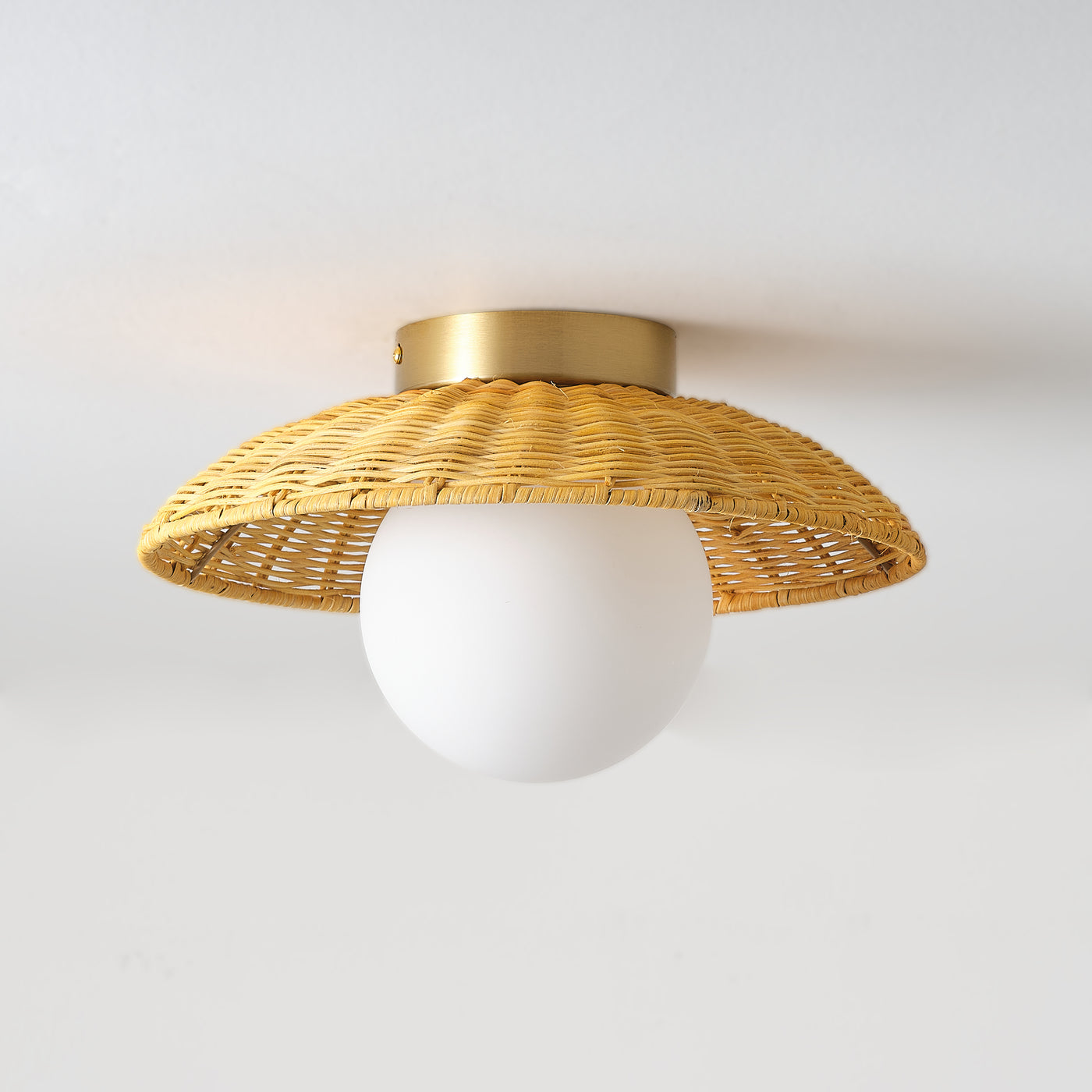 1-Light Bronze Globe Shade Semi-Flush Mount Lighting