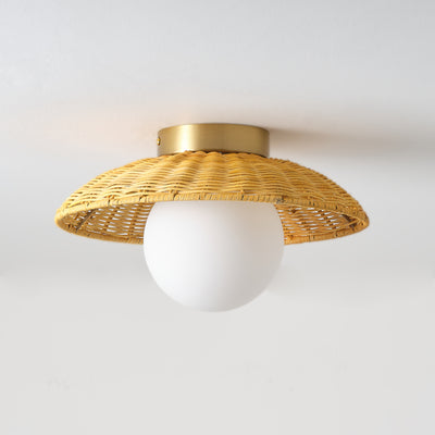 1-Light Bronze Globe Shade Semi-Flush Mount Lighting