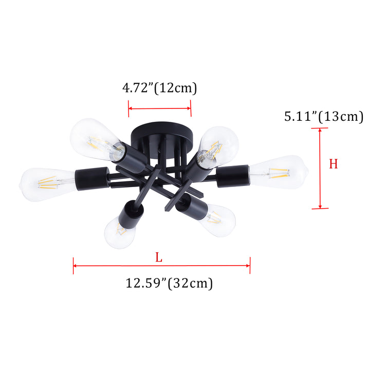 6-Lights Sputnik Shape Semi-Flush Mount Light | Contemporary