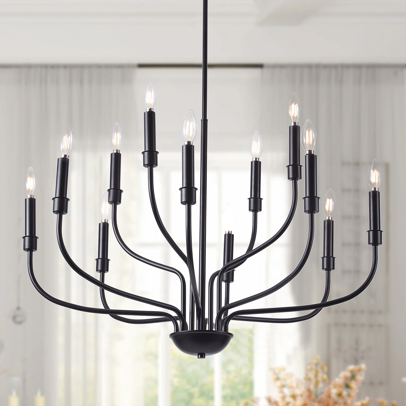 12-Lights Creative Candle Shape Dimmable Chandelier