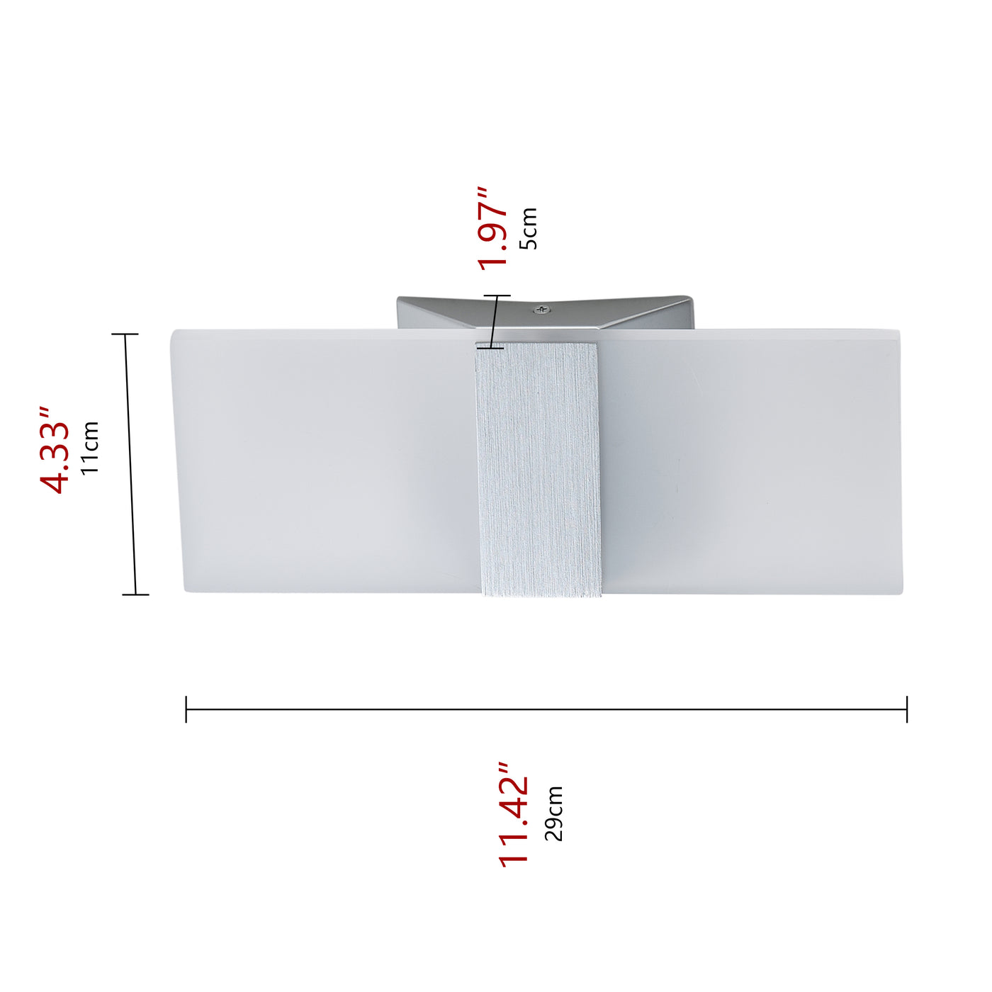 1-Light Acrylic Rectangular LED Silver Wall Light