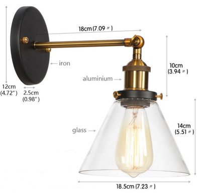 1-Light Industrial Classic Glass Shade Wall Sconces