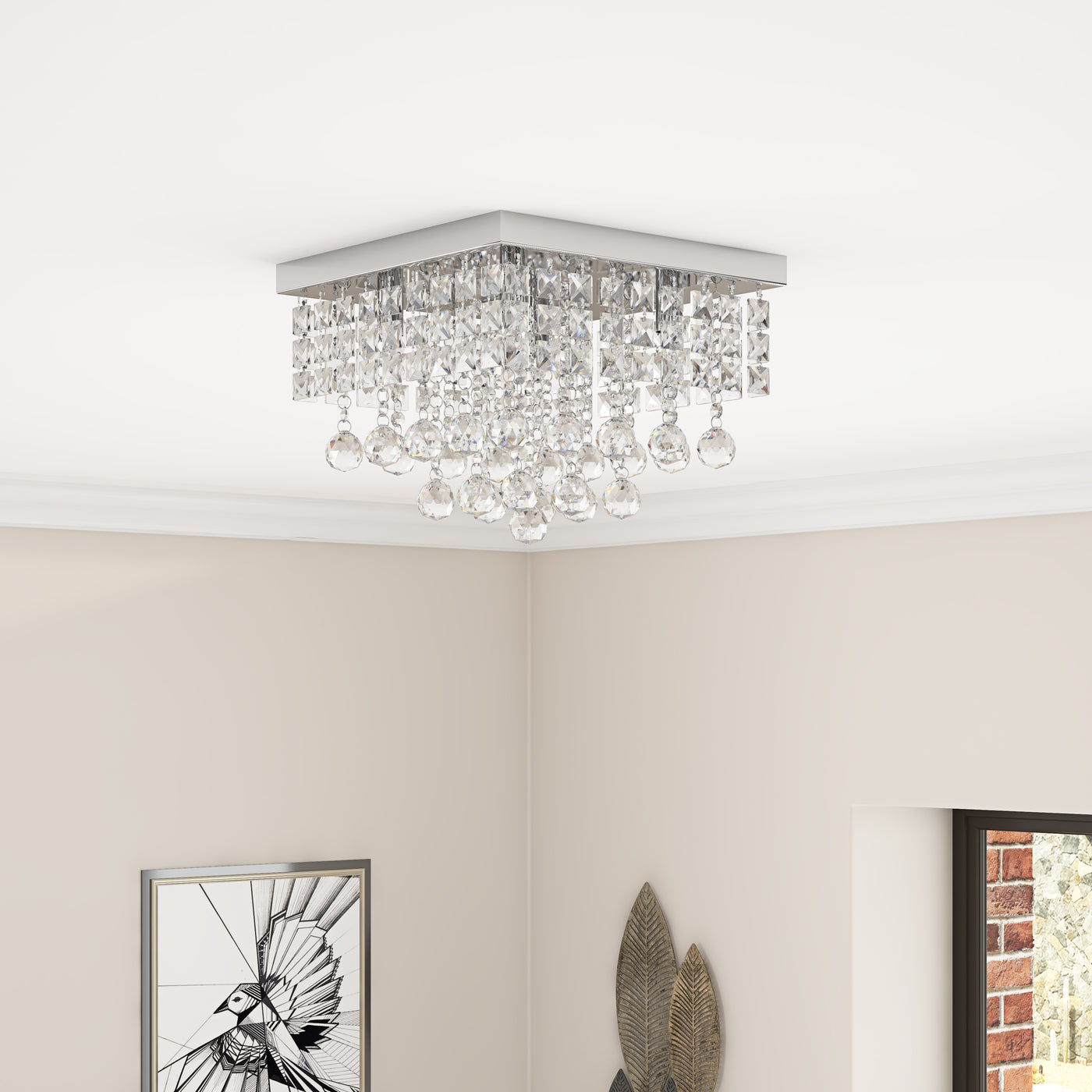 4-Lights Square Shade Design Flush Mount Lighting