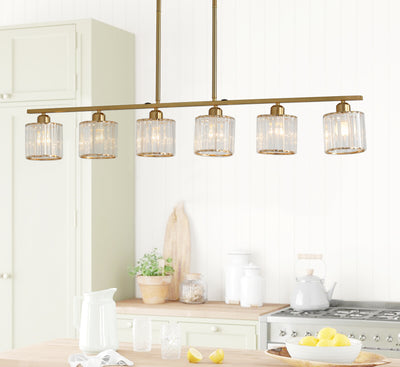 6-Lights Classic Glass Cylinder Kitchen Island Lights