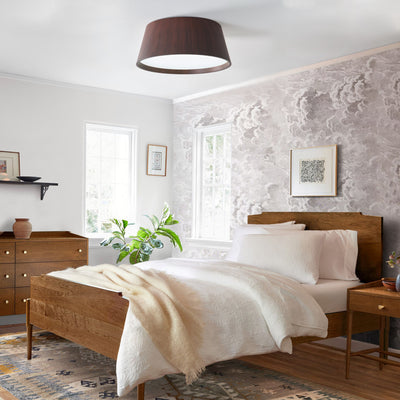 1-Light Woodgrain Simple LED Flush Mount Lighting
