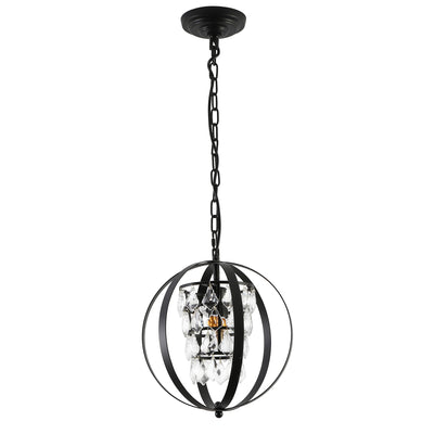 1-Light Round Shade With Crystal Slice Chandelier