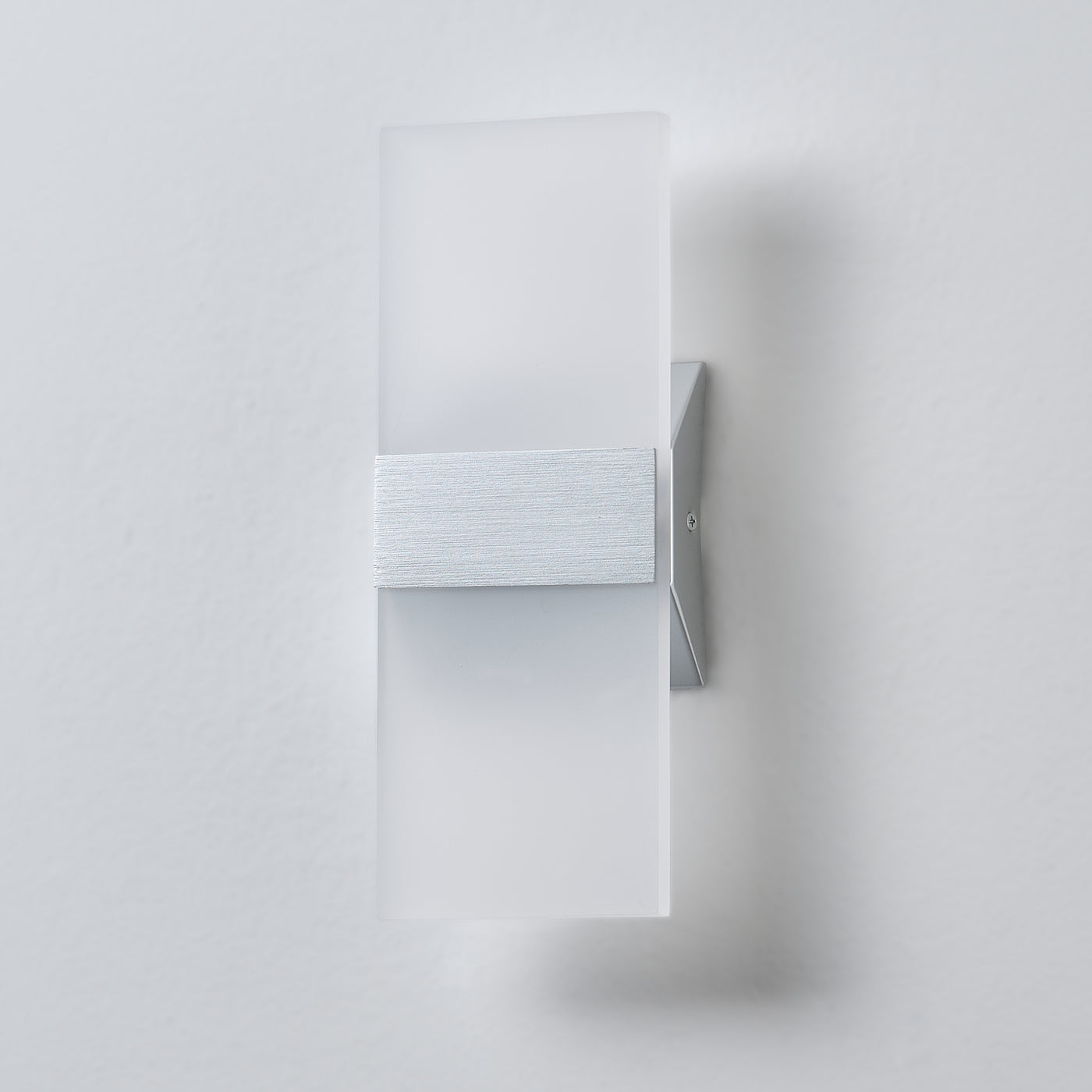 1-Light Acrylic Rectangular LED Silver Wall Light
