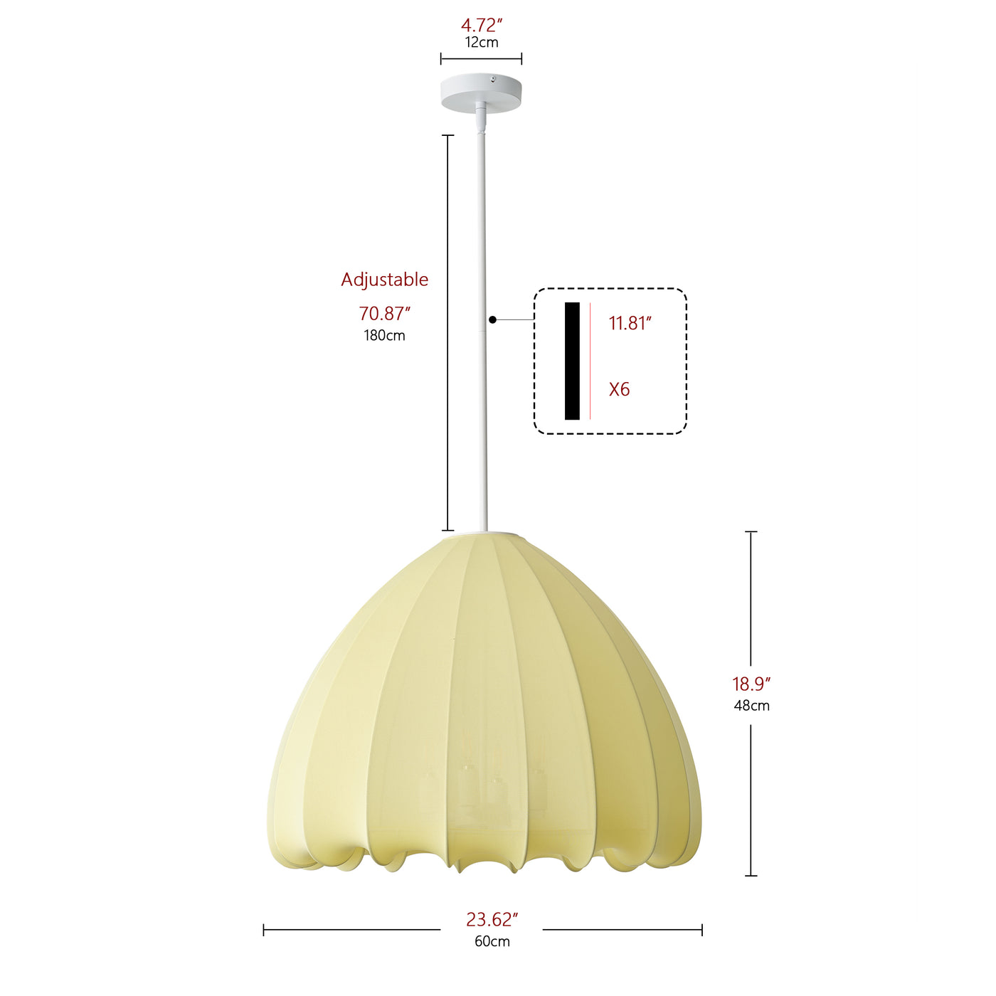 4-Lights Petal Shade Creative Design Yellow Pendant Lighting