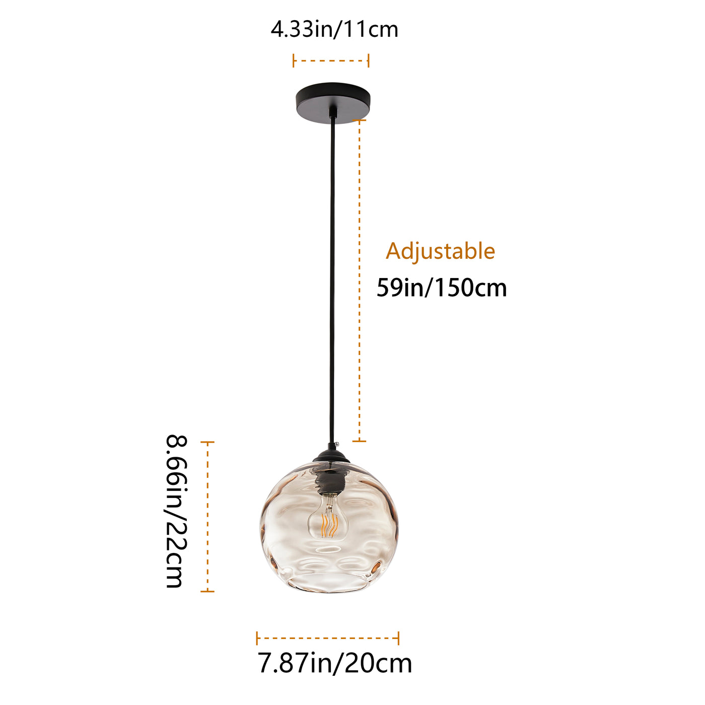 1-Light Minimalist Ball Sphere Pendant Lighting