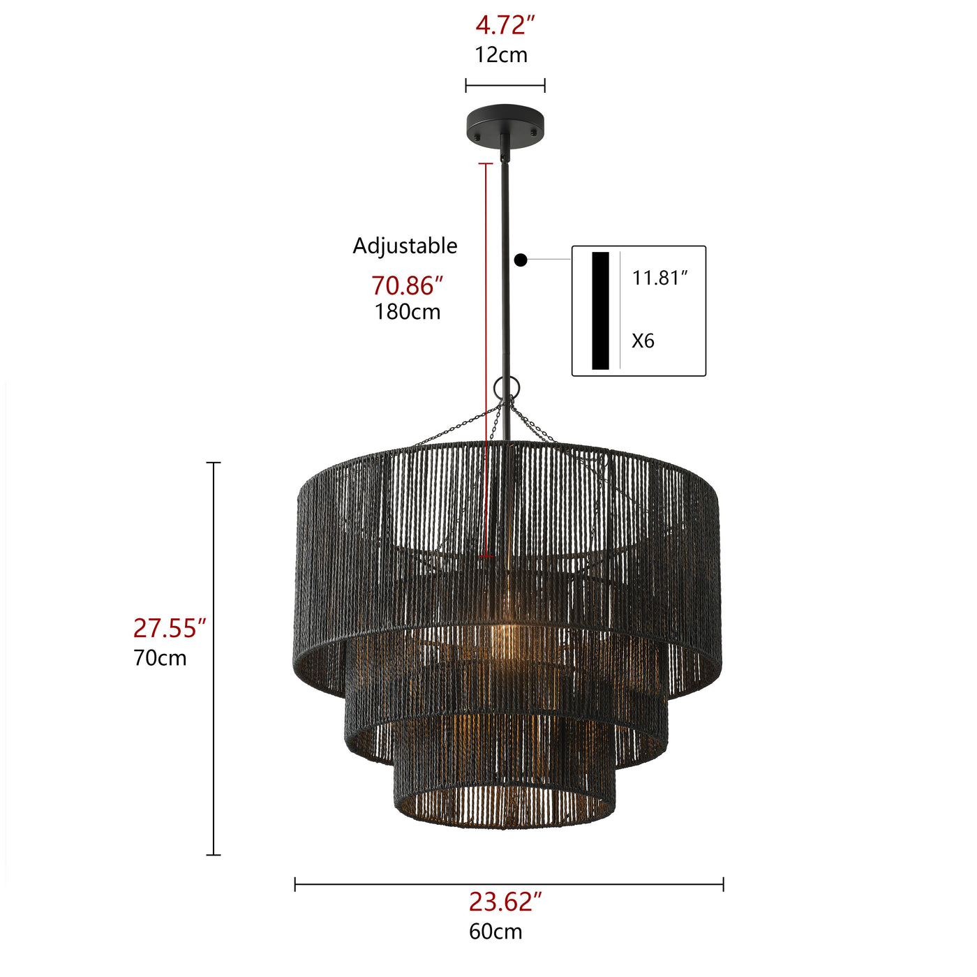 1-Light Multi Layer Hand-Waeve Pendant Lighting