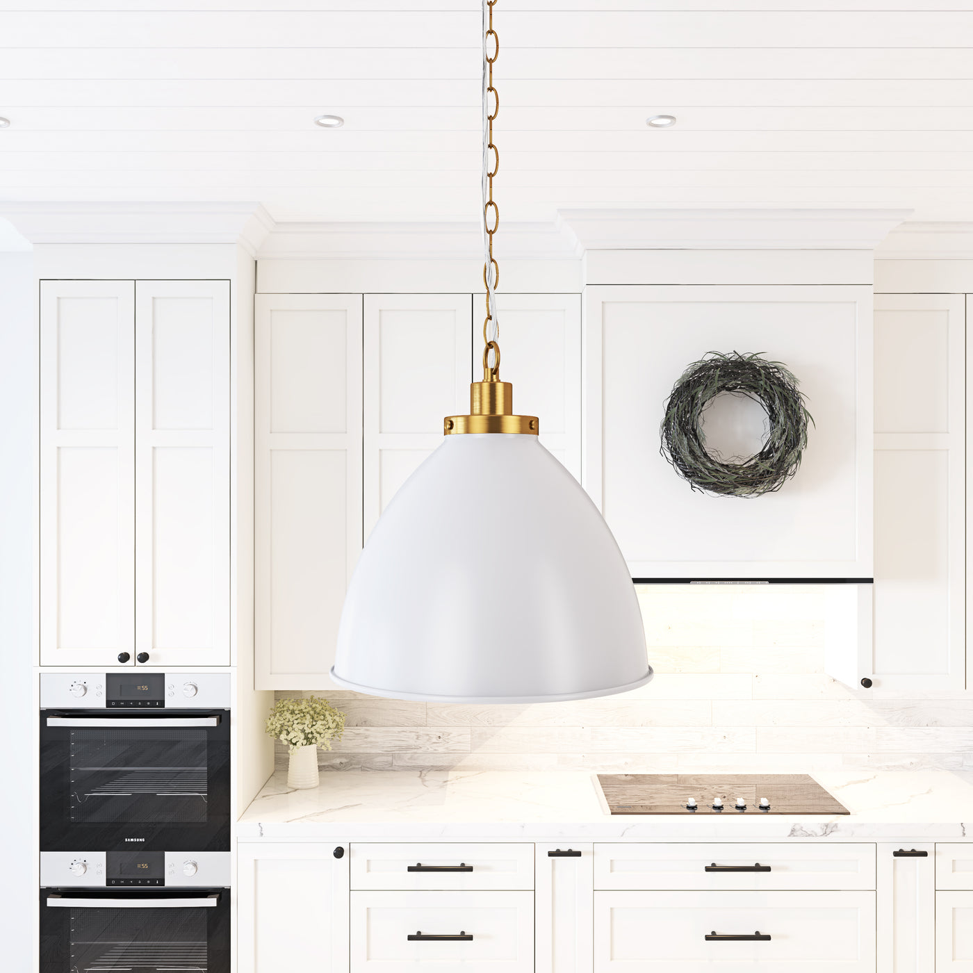 1-Light Modern Single Dome White Pendant Lighting