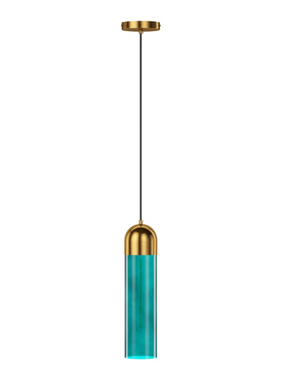 1-Light Green Cylinder Glass Pendant Lighting