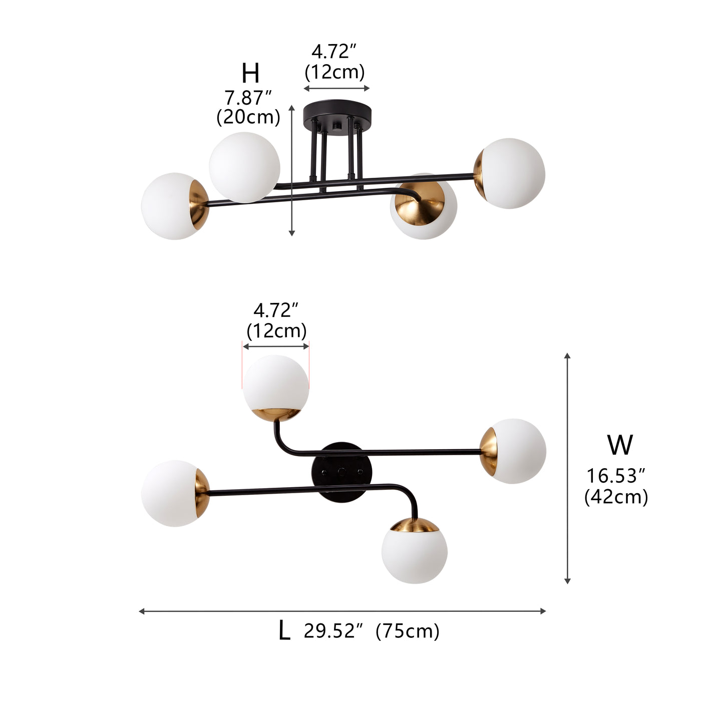 4-Lights & 6-Lights Sputnik Semi-Flush Mount Lighting