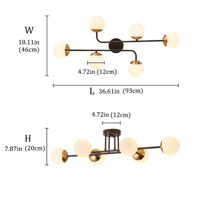 4-Lights & 6-Lights Sputnik Semi-Flush Mount Lighting