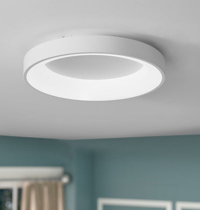 1-Light White Circular-Shaped LED Flush Mount Lighting