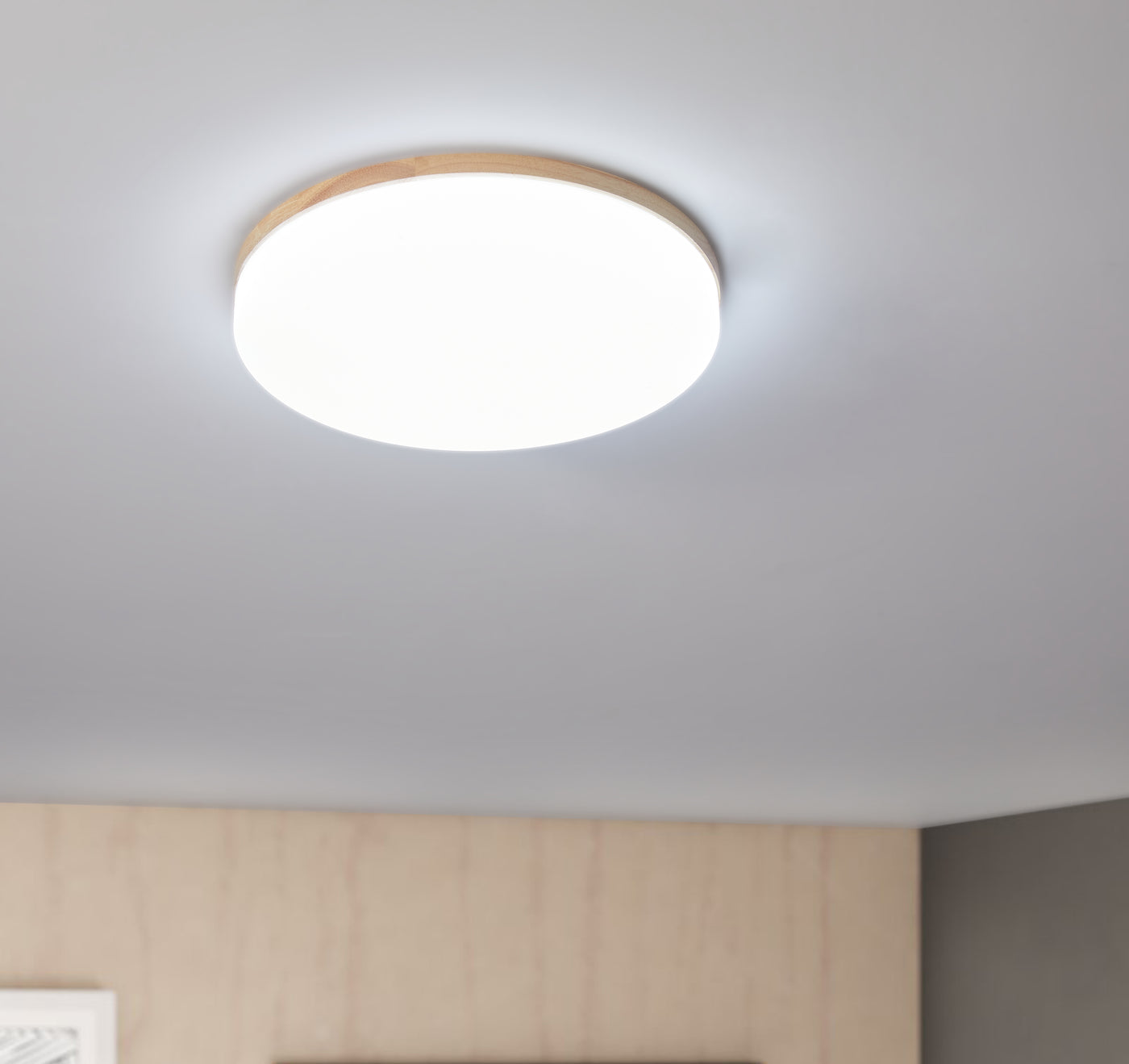 1-Light Imitation Wood Acrylic LED Flush Mount Lighting