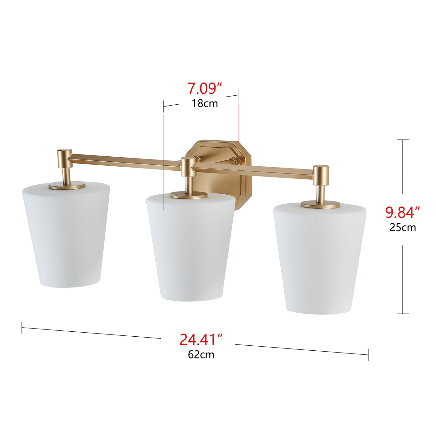 3-Lights White Jade Acid Wash Bathroom Vanity Lighting