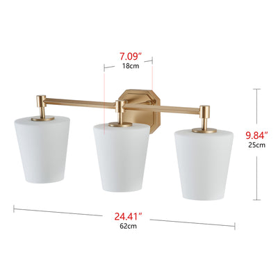 3-Lights White Jade Acid Wash Bathroom Vanity Lighting