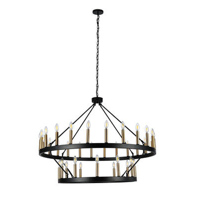 36-Lights Double Layer Wagon Wheel Chandelier