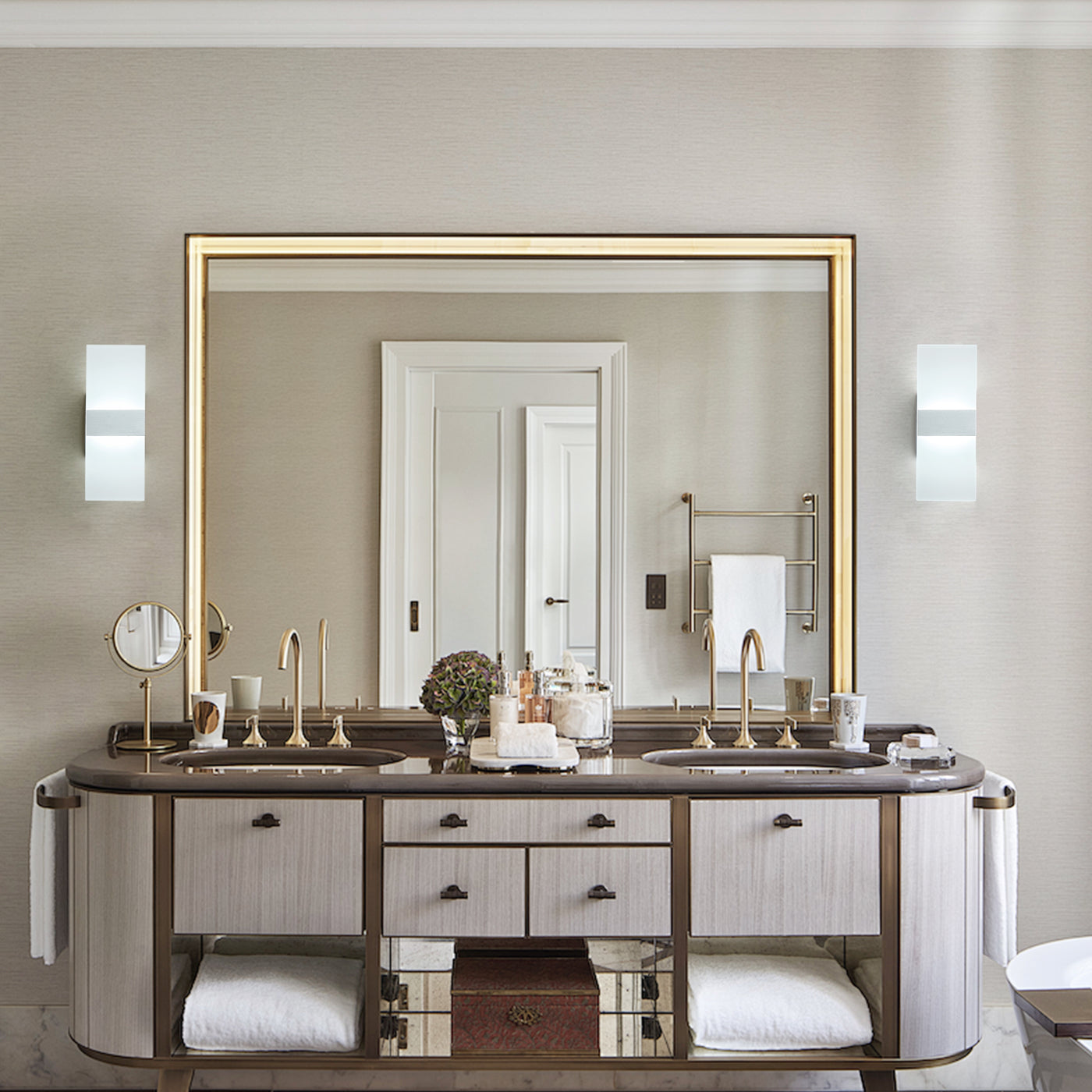 Rectangular LED Silver Wall Light