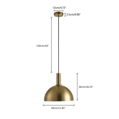 1-Light Gold Bowl Shape Pendant Lighting